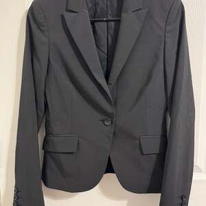 Express Design Studio Women's Gray Pinstripe One-Button Blazer